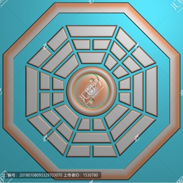 八卦精雕圖,灰度圖,浮雕圖