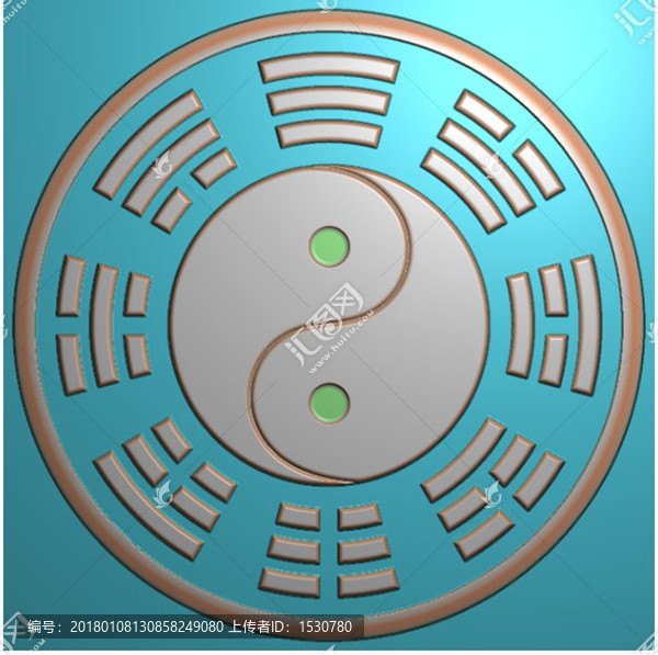 八卦精雕圖,灰度圖,浮雕圖