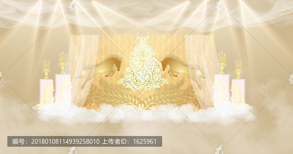 香檳色飛馬主題婚禮迎賓區(qū)