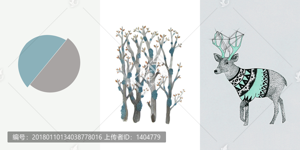 小清新三聯(lián)裝飾畫