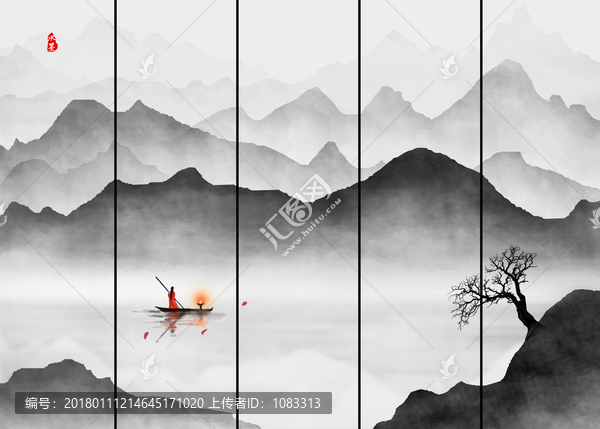 水墨山水畫,新中式水墨畫
