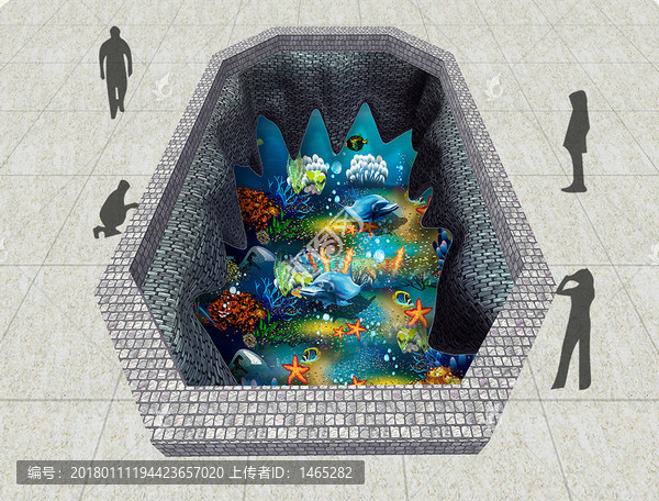 3D地板畫(huà)海底世界,白磚地板畫(huà)