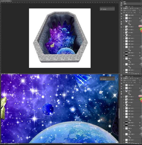 3D地板畫星空,白磚地板畫