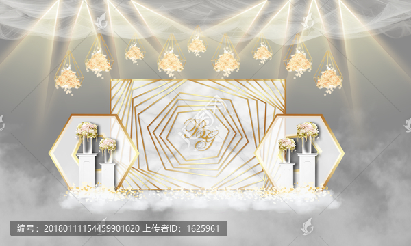 白金色大理石紋婚禮背景,簽到區(qū)