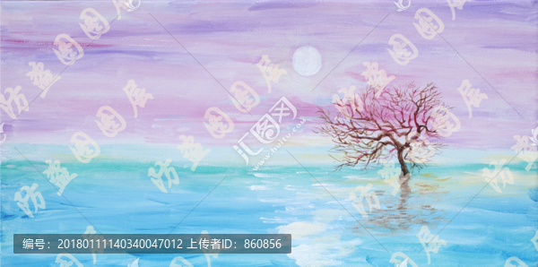 油畫冬日的海