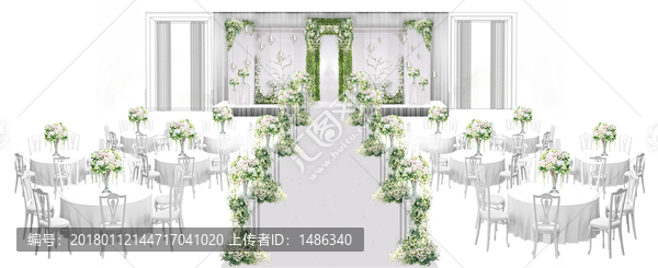 白綠色簡(jiǎn)歐婚禮儀式區(qū)舞臺(tái)