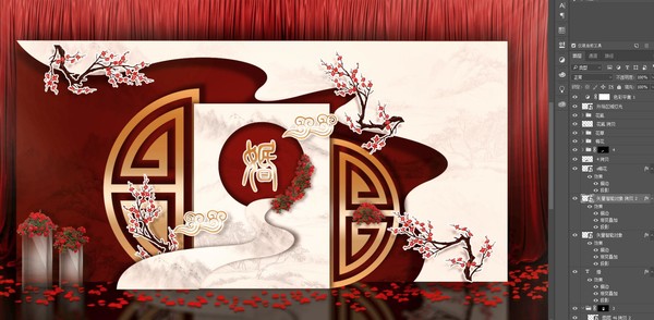 雅致新中式梅花中國風(fēng)婚禮效果圖