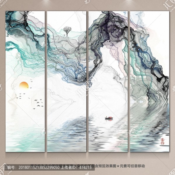 寫意中式禪意水墨畫