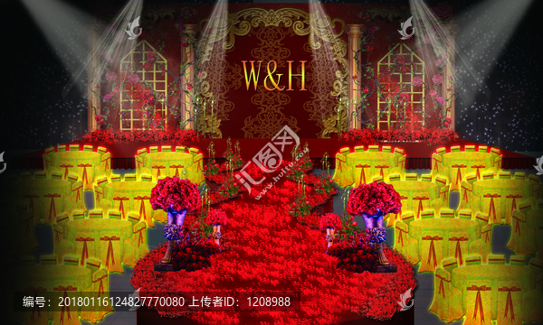 紅金撞色婚禮效果圖