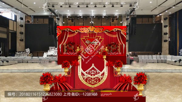 紅金色婚禮效果圖