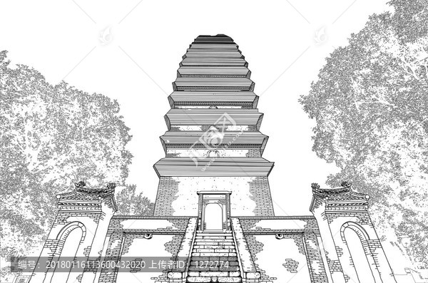 手繪小雁塔