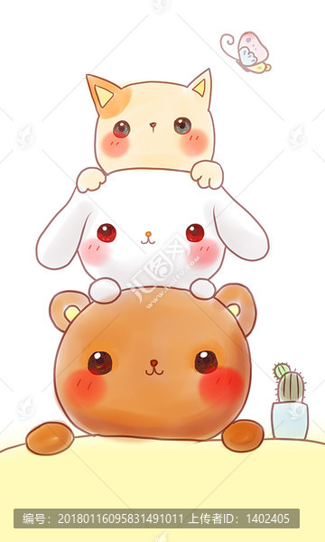 卡通小動(dòng)物手繪裝飾畫