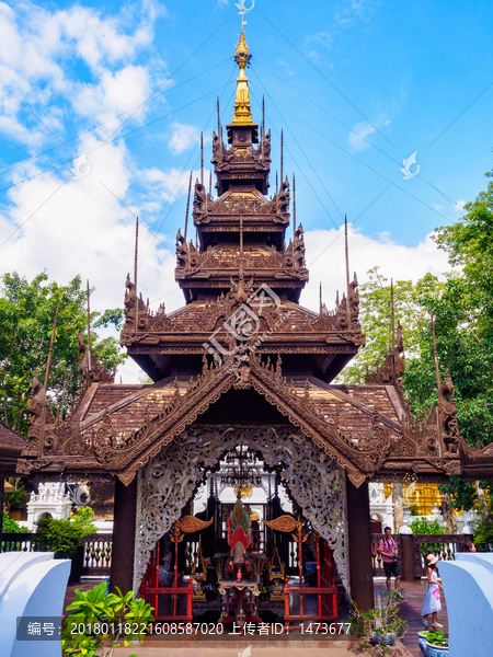 木头佛塔,木头寺庙,泰式寺庙