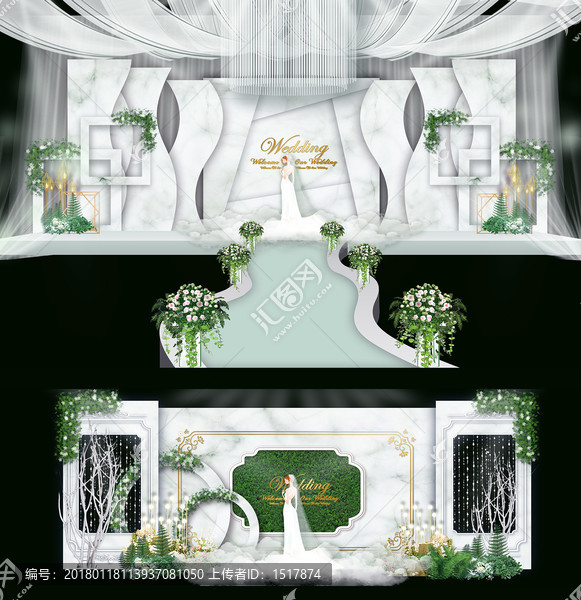 大理石婚禮,白色婚禮,綠白婚禮