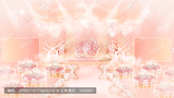 夢(mèng)幻浪漫粉色主題婚禮宴會(huì)背景