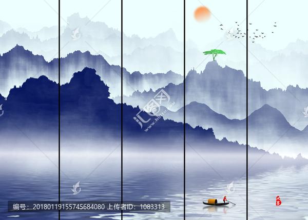 禪境水墨山水畫,新中式
