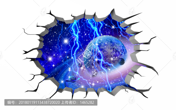 3D立體星球閃電壁畫(huà)