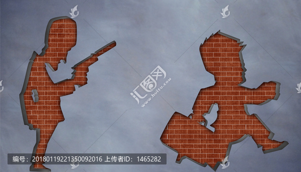 3D紅磚白墻背景圖