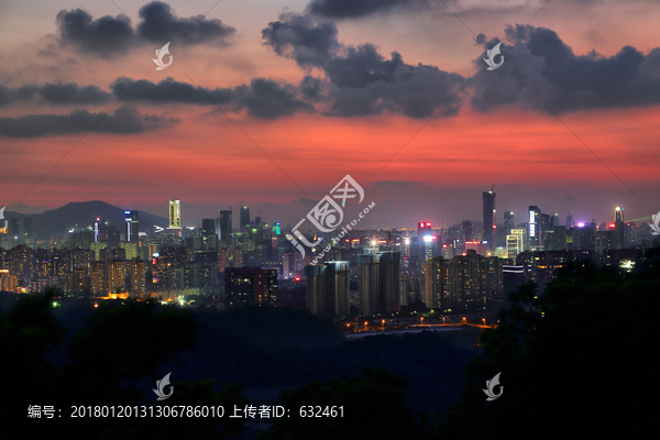 深圳梅林山城市风光夜景