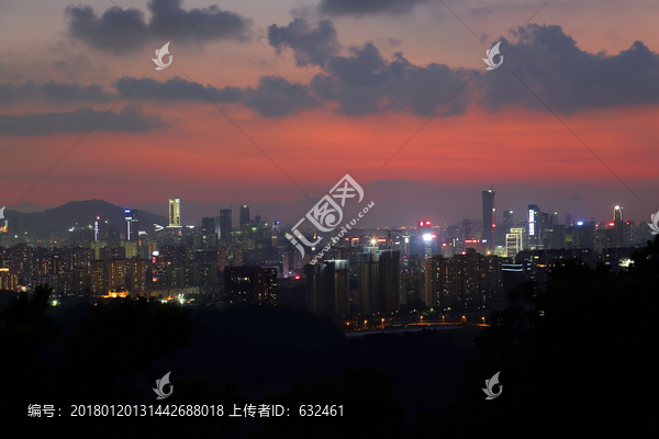 深圳梅林山城市风光夜景