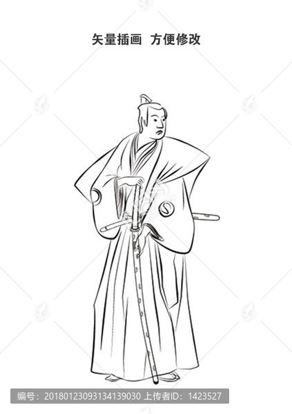 日本武士,線描