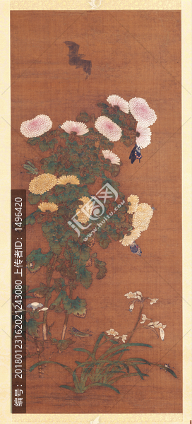 惲南田菊花草蟲圖