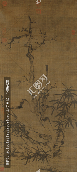 趙孟頫,古木竹石圖軸