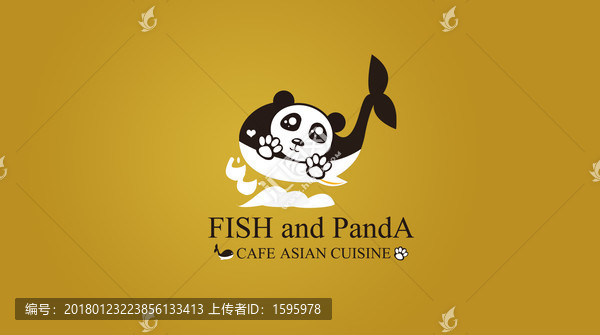 卡通熊貓滾滾鯨魚(yú)吉祥物logo