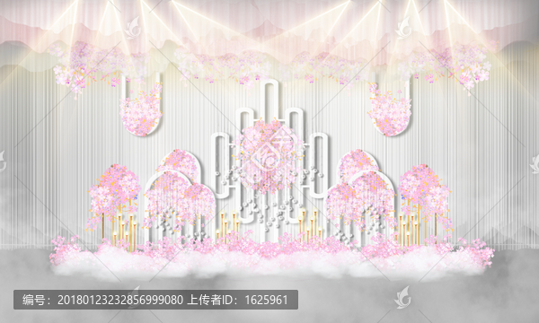 粉白色系婚禮迎賓區(qū)