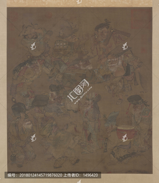 宋人畫大儺圖軸絹本