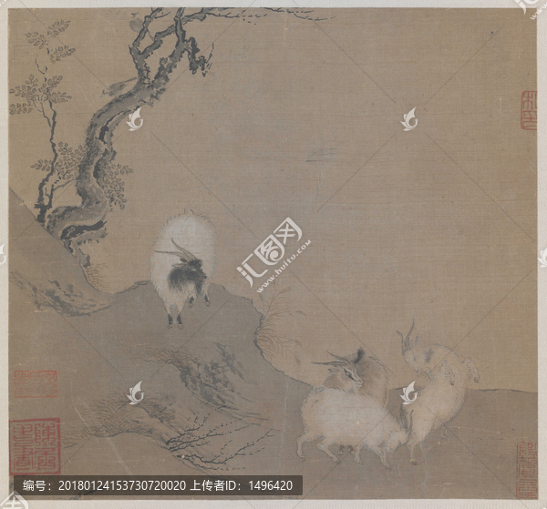 陳居中,四羊圖