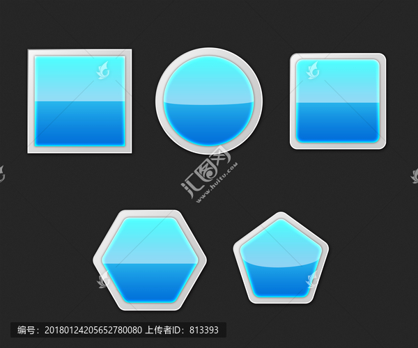 藍(lán)色質(zhì)感水晶按鈕