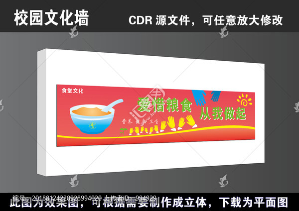 高清食堂學(xué)校珍惜糧食文話(huà)展板