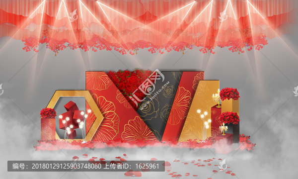 紅黑金色系婚禮迎賓區(qū)