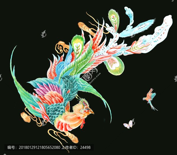 手繪鳳凰,水彩鳳凰