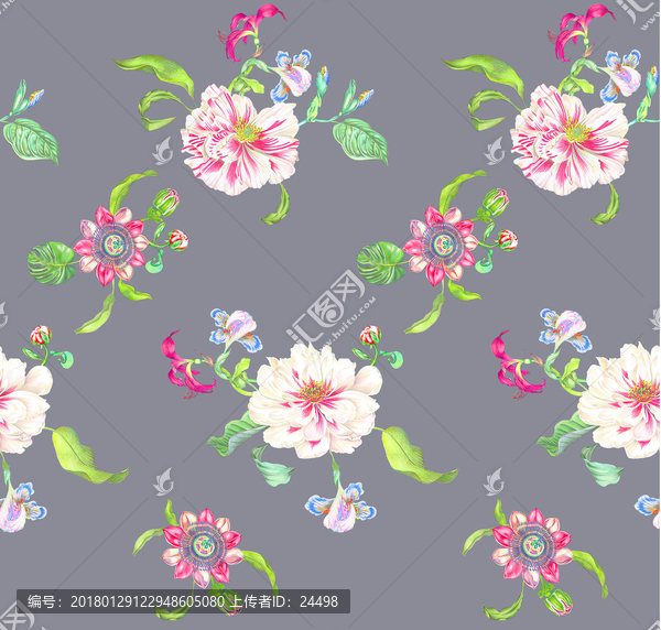 手繪小花,水彩小花,牡丹花