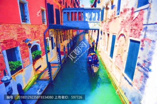 威尼斯水城水彩畫,無分層
