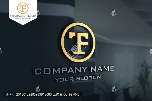 TF字母金色LOGO設(shè)計(jì)