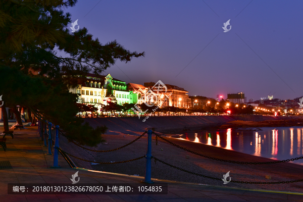 青岛,夜景,栈桥附近