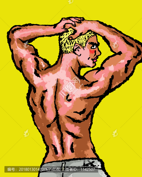 搞怪創(chuàng)意個性肌肉男秀后背