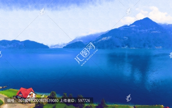 瑞士風(fēng)光水彩畫,不分層