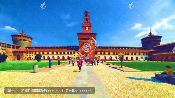 意大利風(fēng)景水彩畫,不分層