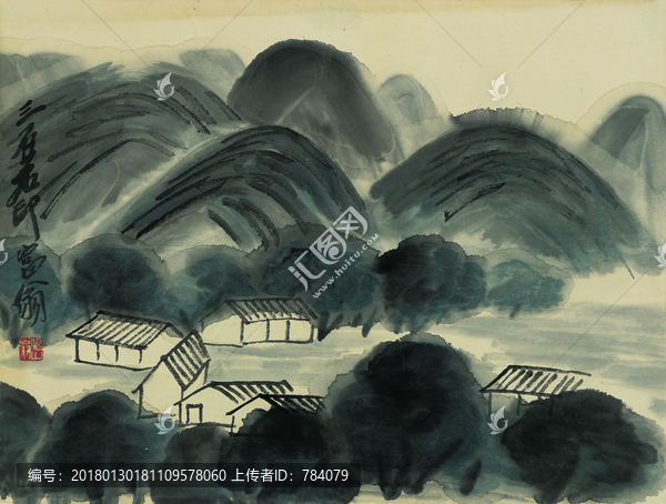 齊白石,借山圖國畫