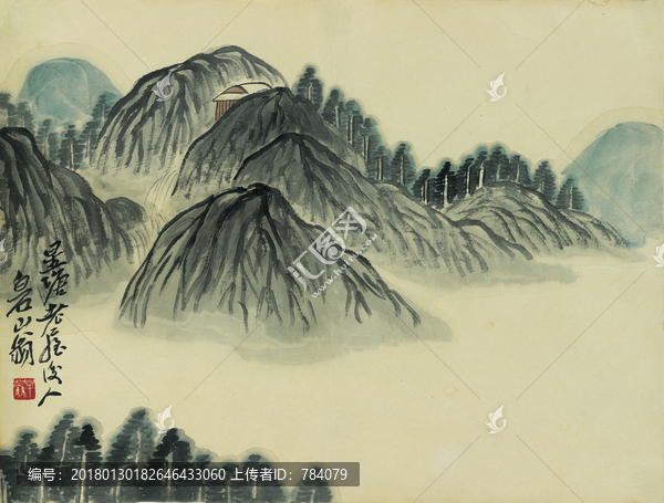 齊白石,借山圖國畫