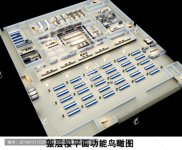 大學食堂鳥瞰效果圖高清大圖