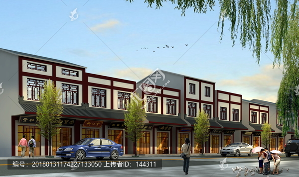 高清仿古商業(yè)街效果圖
