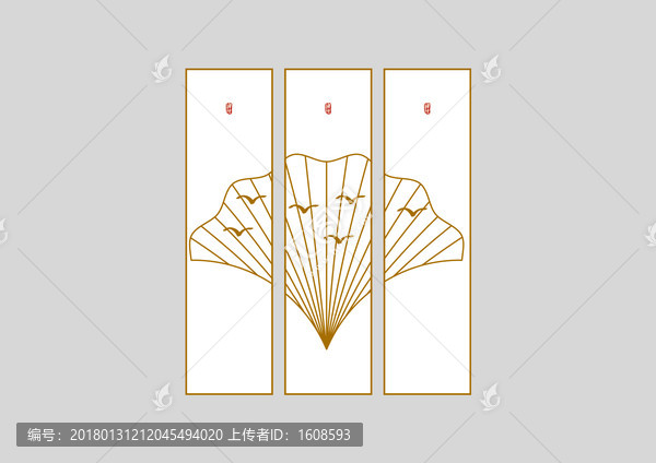 新中式扇形禪境三聯(lián)畫