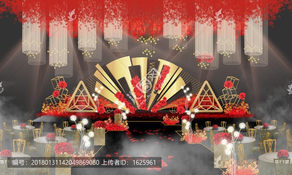 紅黑金色系婚禮舞臺