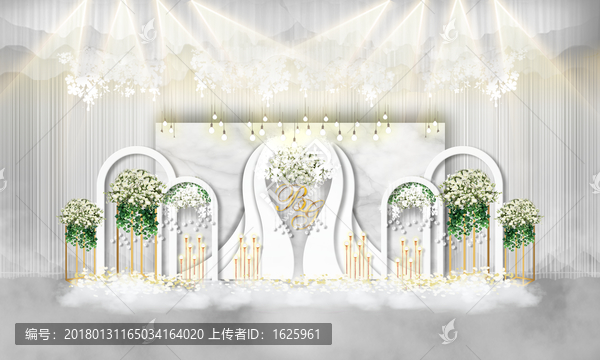 大理石婚禮,白綠婚禮,白色婚禮