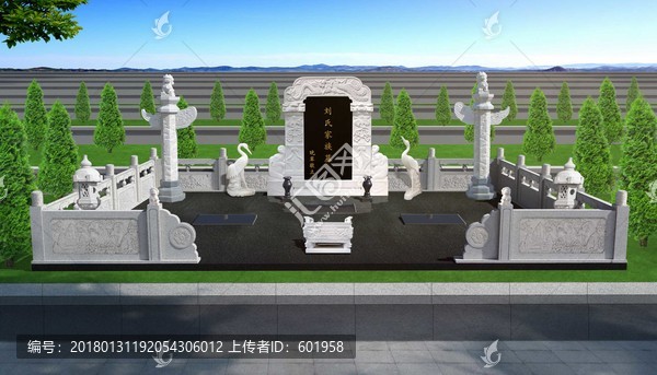 家族墓地墓碑墓園欄板效果圖